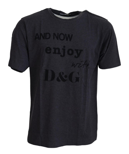 Elegante camiseta de cuello redondo con motivo gris