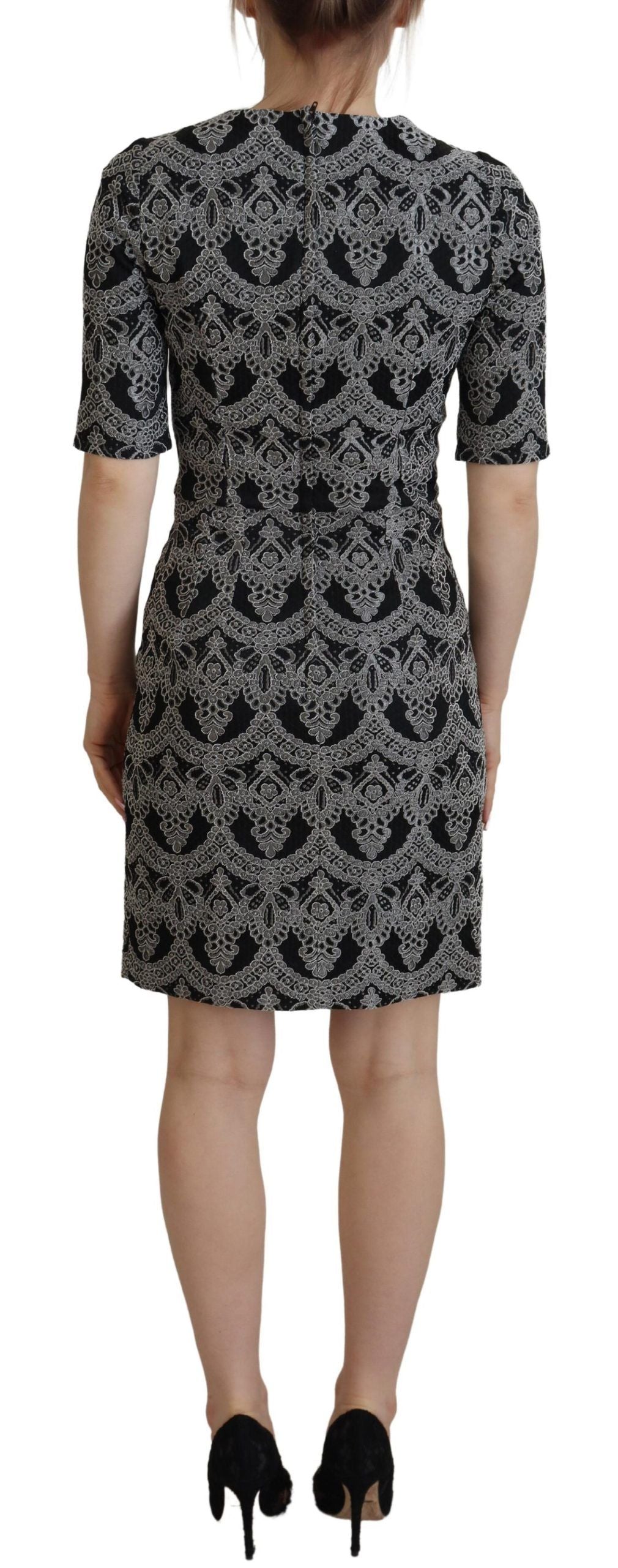 Elegante vestido recto ajustado de jacquard