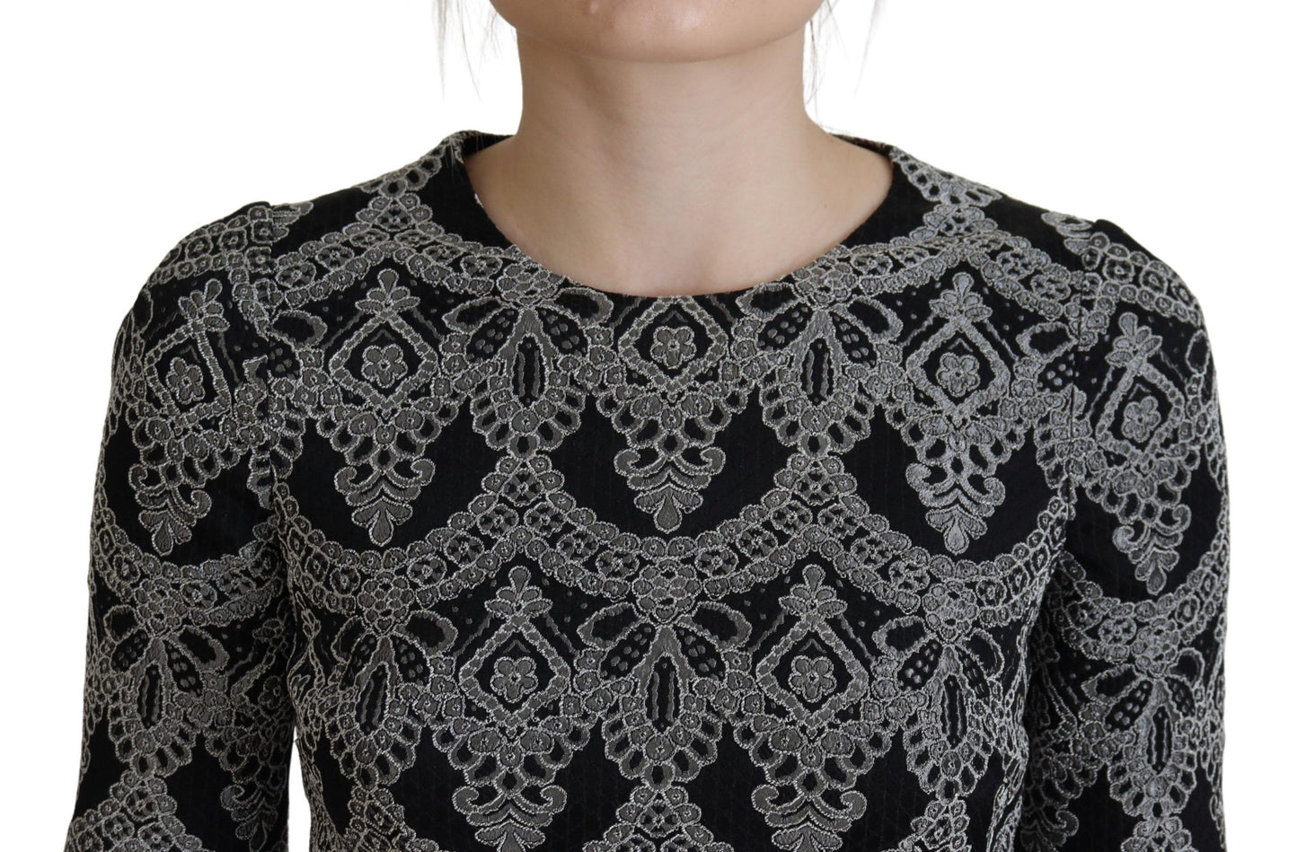 Elegante vestido recto ajustado de jacquard
