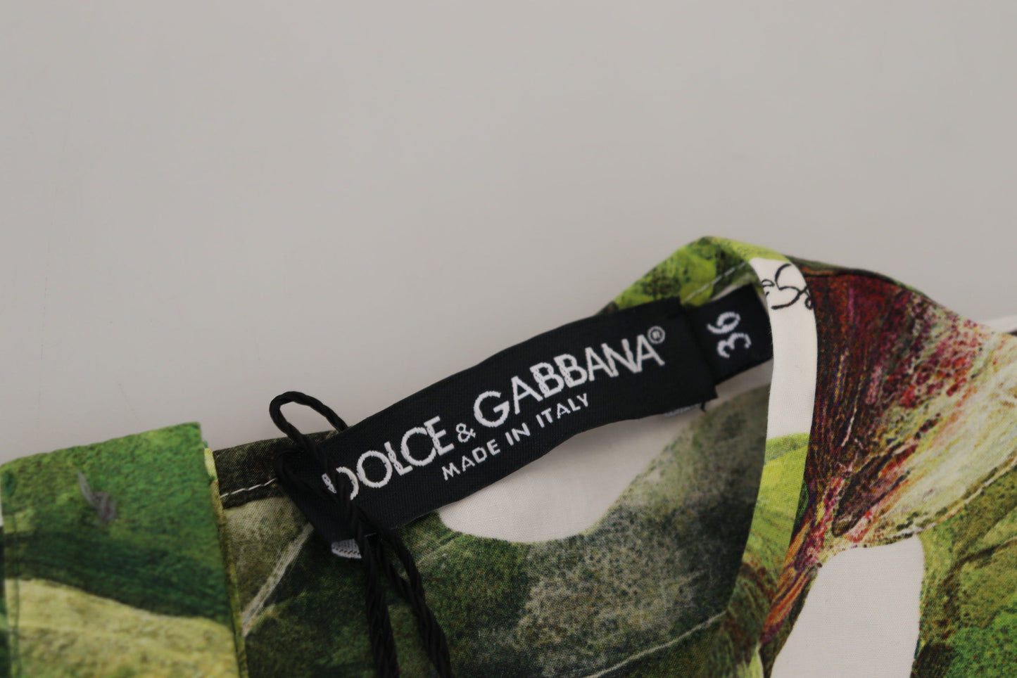 Top elegante de algodón con estampado de higos multicolor