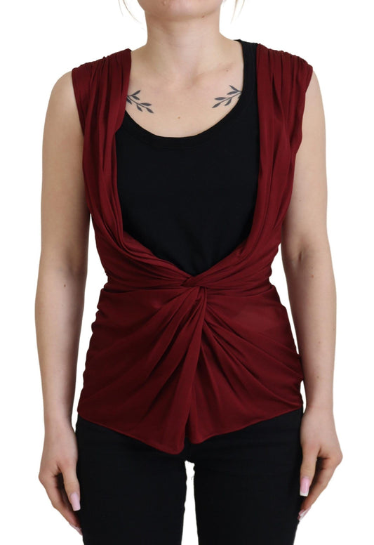 Blusa de mezcla de seda burdeos