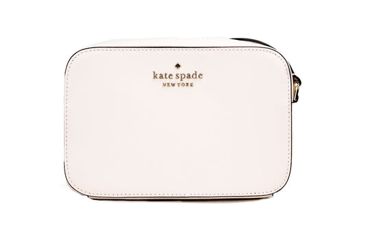 Bolso bandolera Staci Mini de piel saffiano rosa claro para cámara