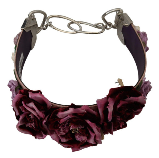 Accesorio de correa de hombro de cuero con diseño floral beige