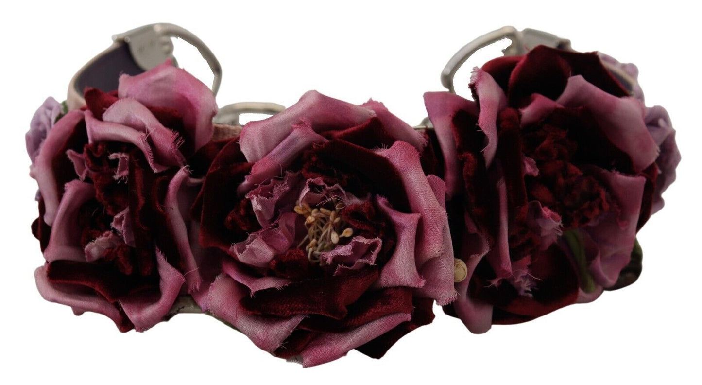 Accesorio de correa de hombro de cuero con diseño floral beige