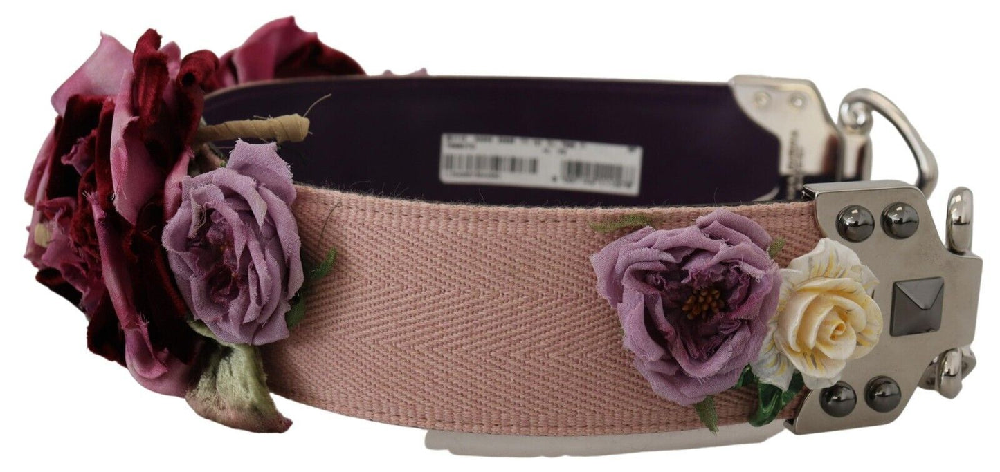 Accesorio de correa de hombro de cuero con diseño floral beige