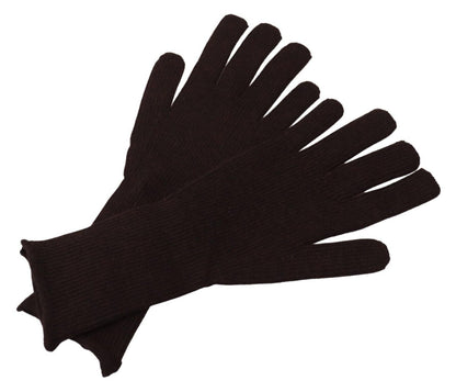 Guantes elegantes de seda y cachemira marrón