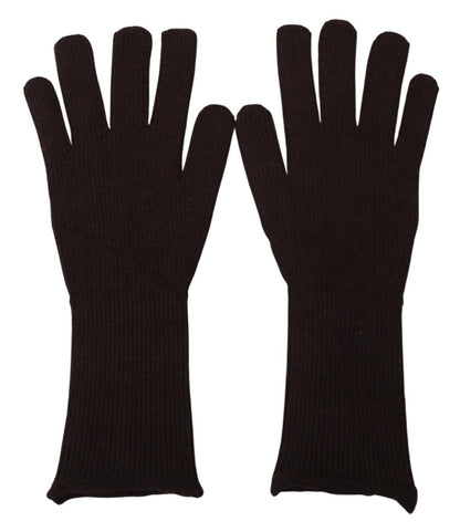 Guantes elegantes de seda y cachemira marrón