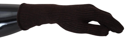Guantes elegantes de seda y cachemira marrón