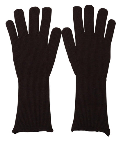 Guantes elegantes de seda y cachemira marrón
