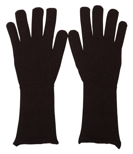 Guantes elegantes de seda y cachemira marrón