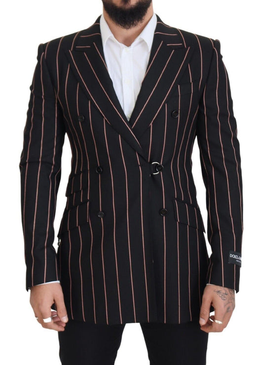Elegante blazer negro cruzado de corte entallado