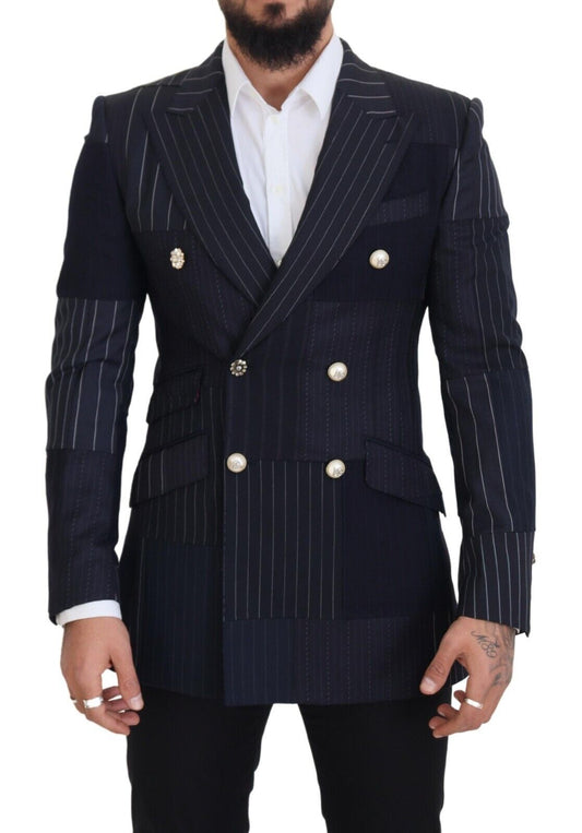 Blazer azul marino cruzado de corte entallado