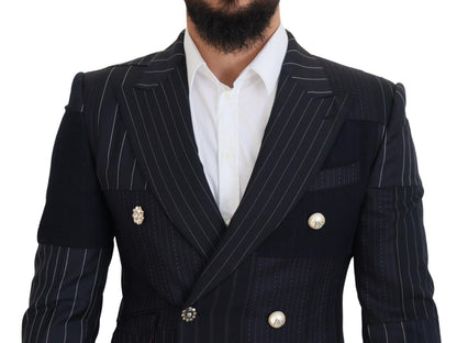 Blazer azul marino cruzado de corte entallado