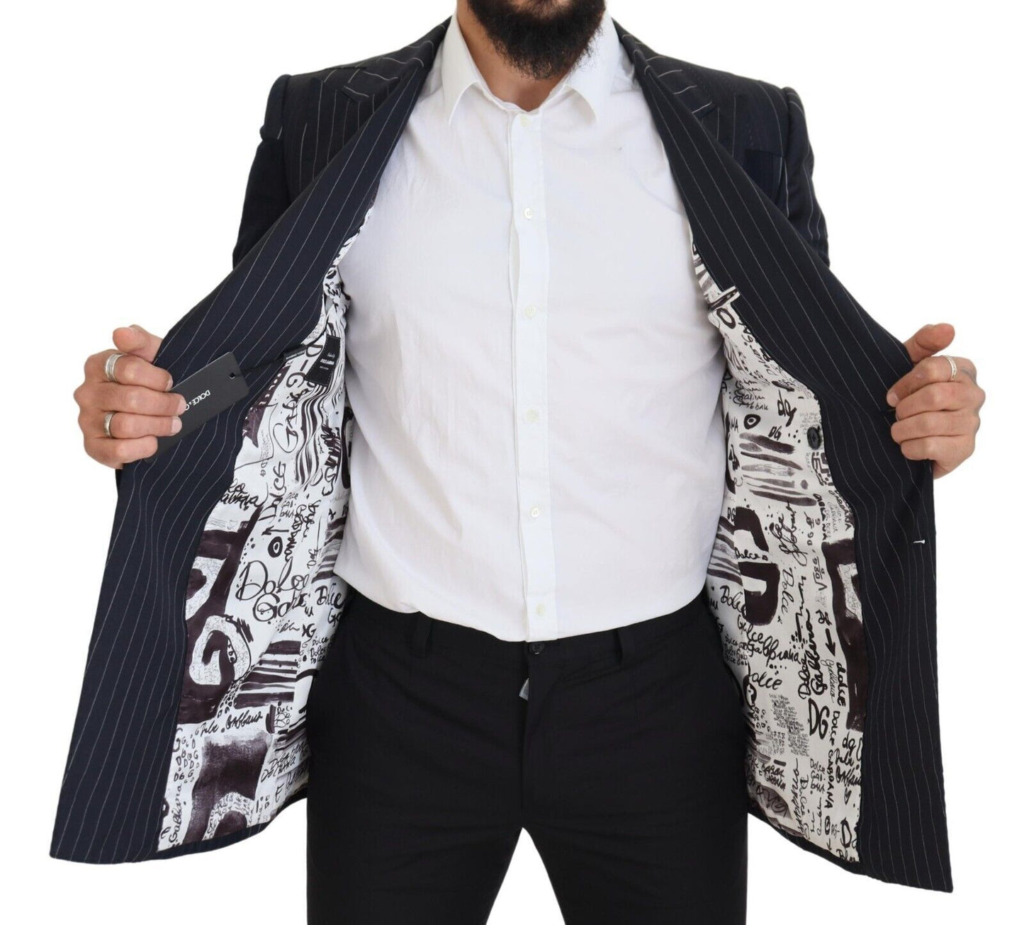 Blazer azul marino cruzado de corte entallado