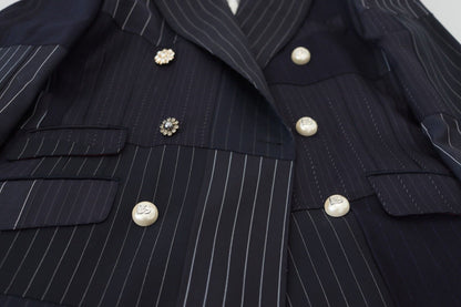 Blazer azul marino cruzado de corte entallado