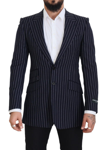 Blazer elegante de lana azul marino de corte entallado