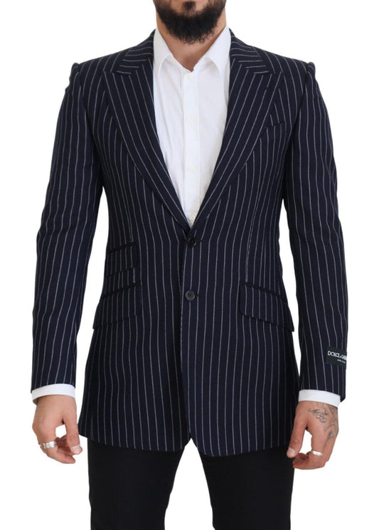 Blazer elegante de lana azul marino de corte entallado