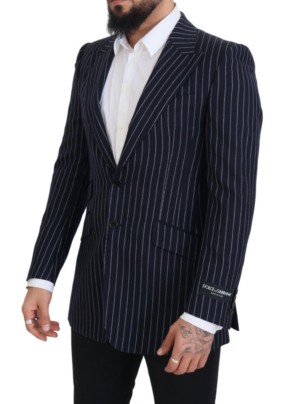 Blazer elegante de lana azul marino de corte entallado