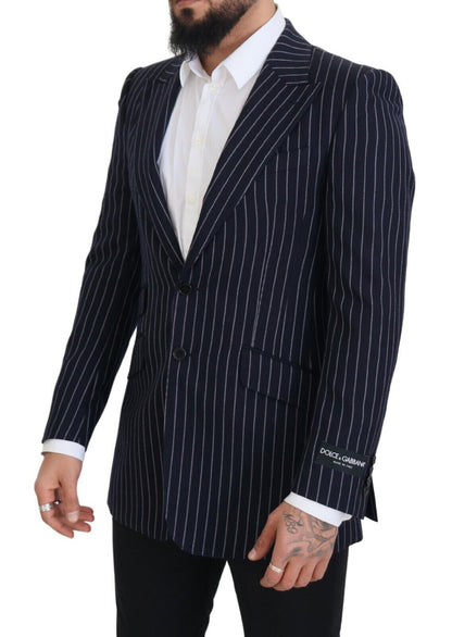 Blazer elegante de lana azul marino de corte entallado