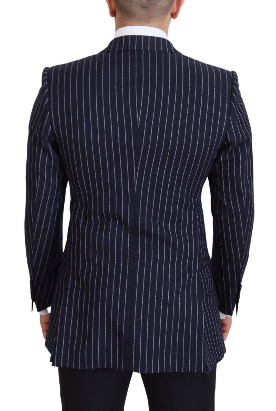 Blazer elegante de lana azul marino de corte entallado