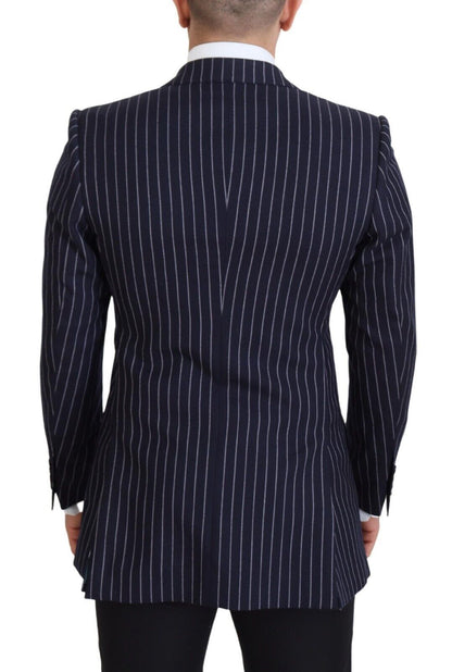 Blazer elegante de lana azul marino de corte entallado
