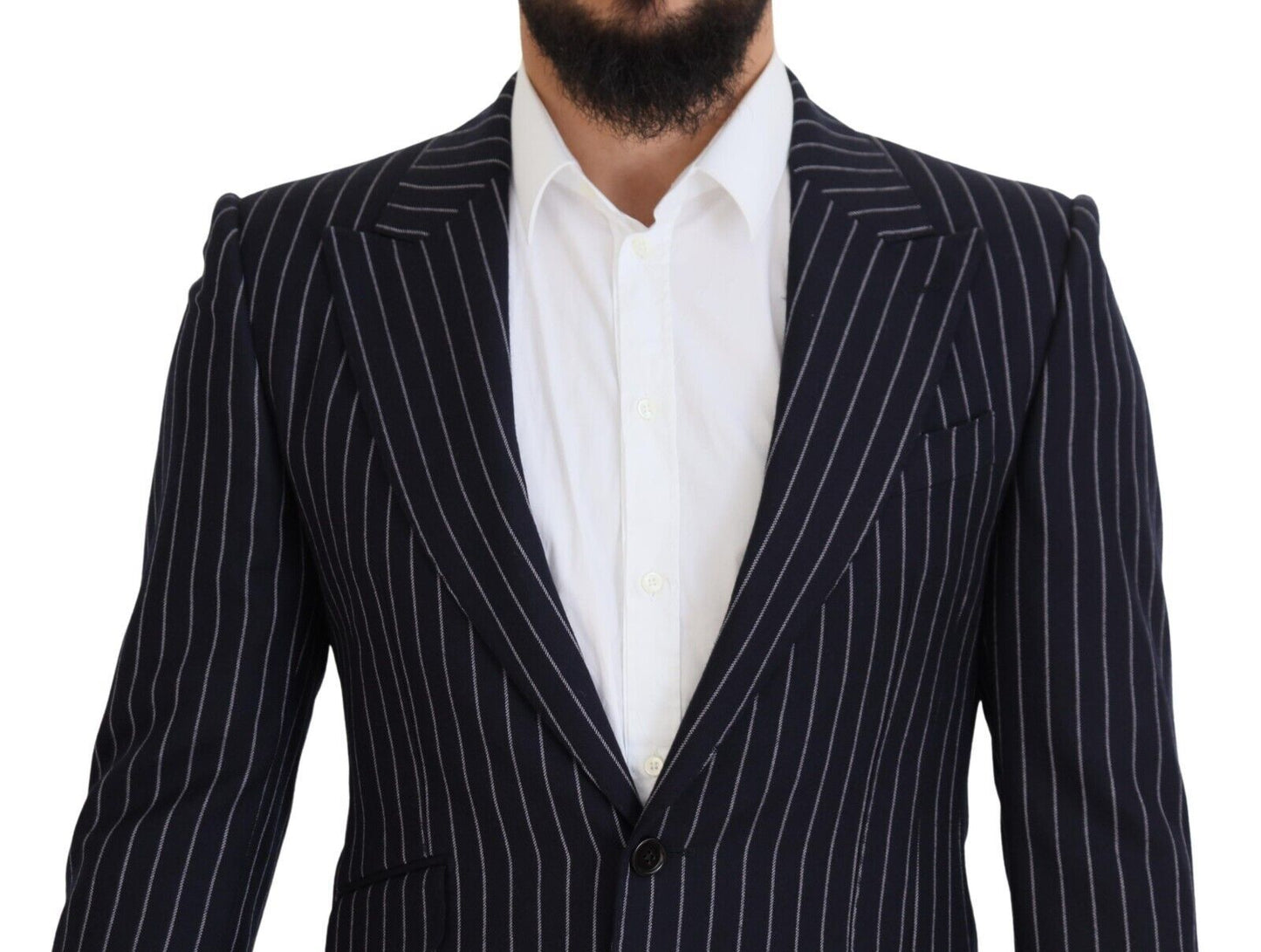 Blazer elegante de lana azul marino de corte entallado