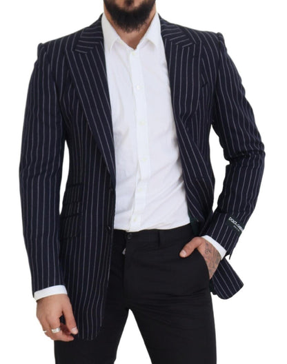 Blazer elegante de lana azul marino de corte entallado