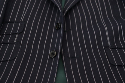 Blazer elegante de lana azul marino de corte entallado