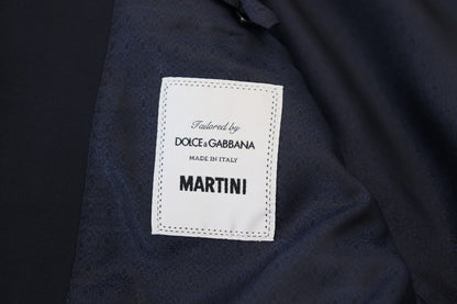 Elegante blazer de lana azul oscuro de corte entallado
