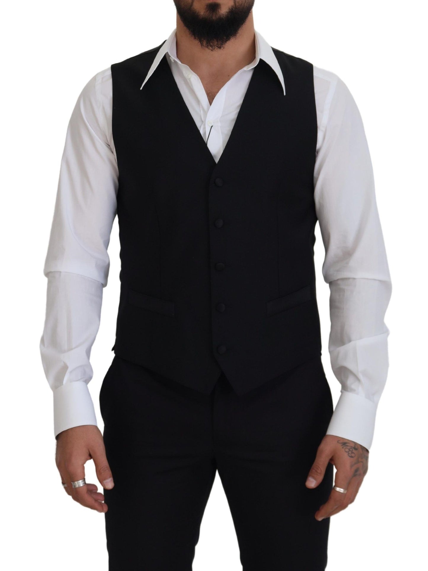 Elegante chaleco negro de un solo pecho