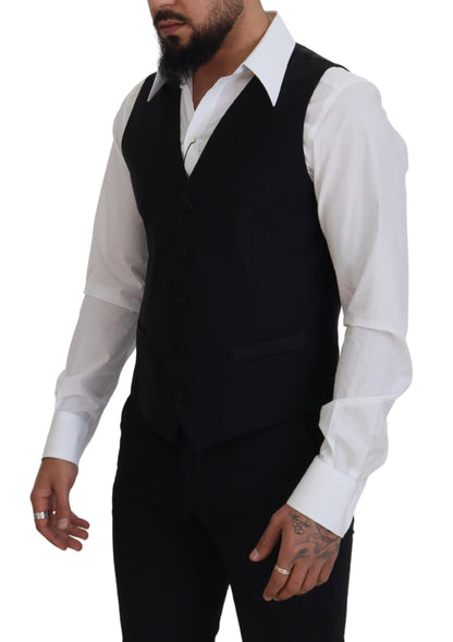 Elegante chaleco negro de un solo pecho