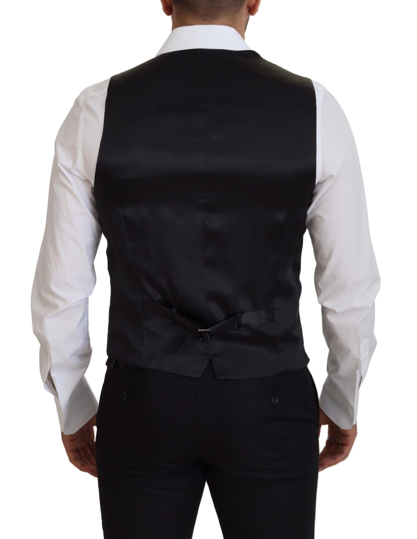 Elegante chaleco negro de un solo pecho