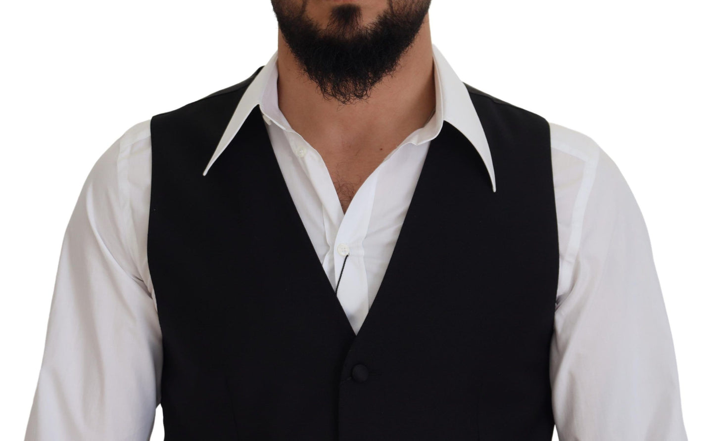 Elegante chaleco negro de un solo pecho
