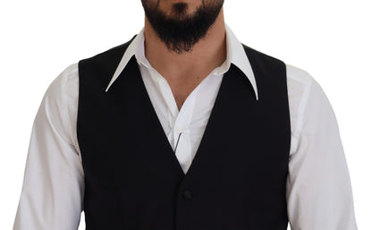 Elegante chaleco negro de un solo pecho