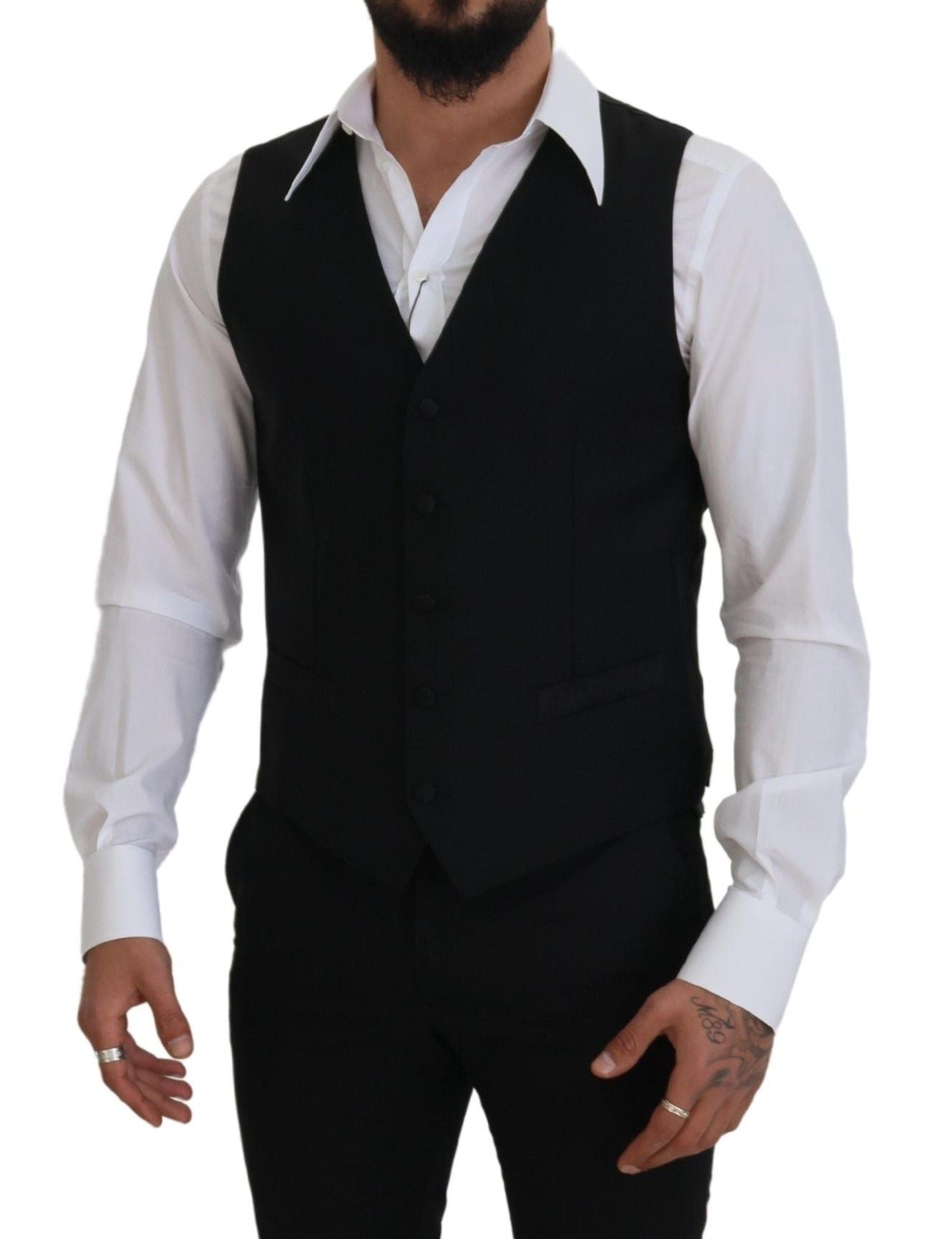 Elegante chaleco negro de un solo pecho