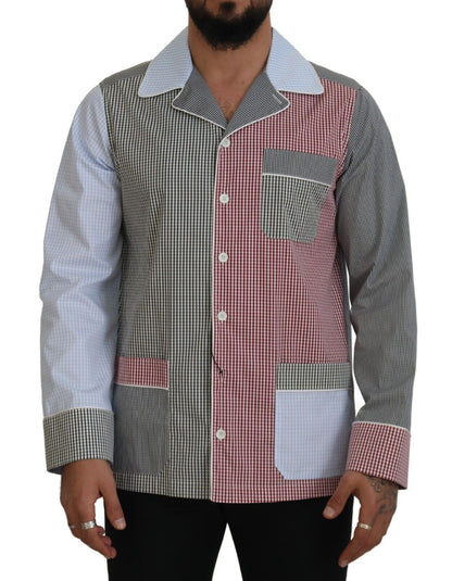 Camisa de dormir de algodón multicolor con botones