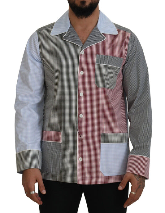 Camisa de dormir de algodón multicolor con botones