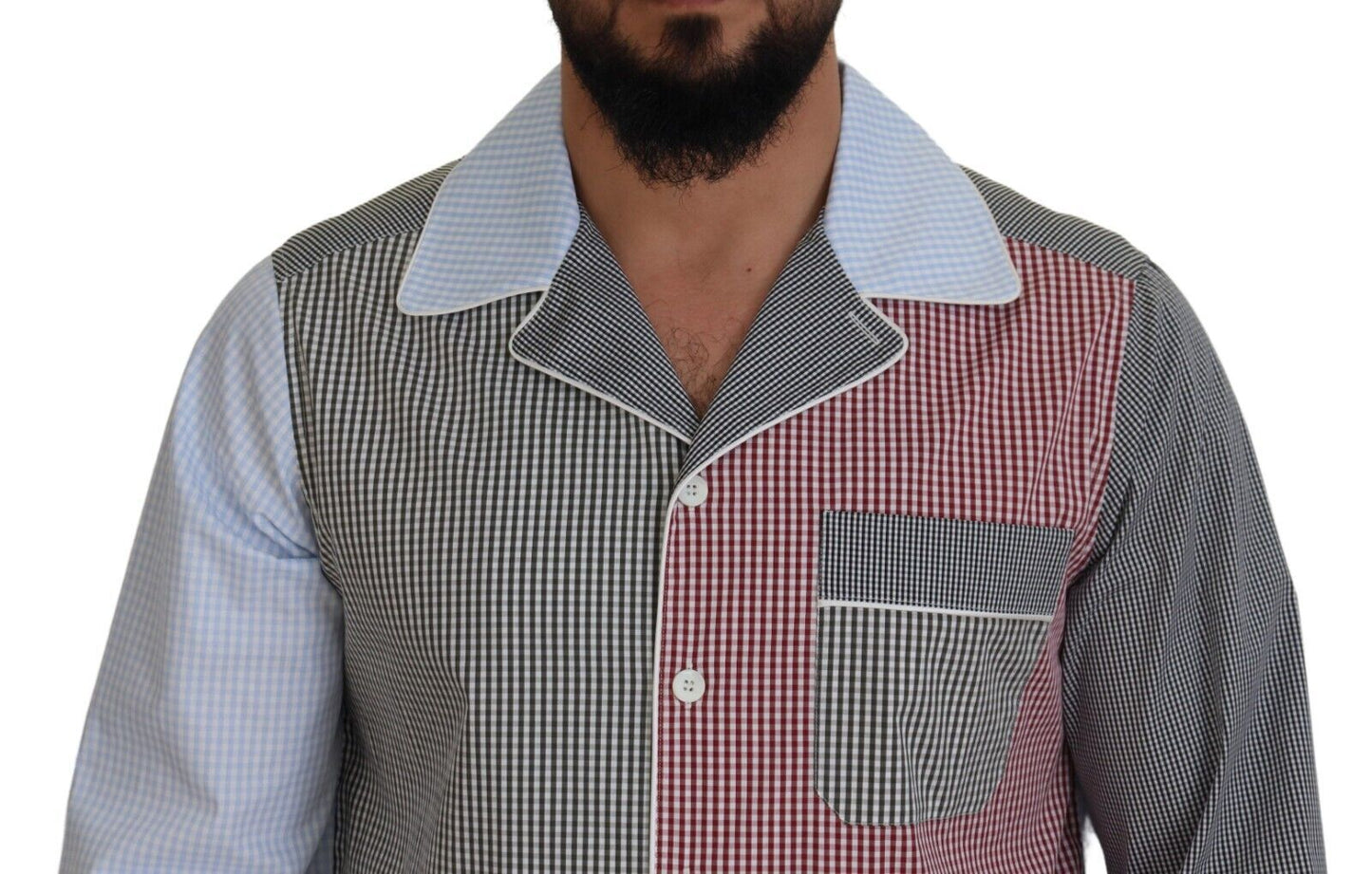 Camisa de dormir de algodón multicolor con botones