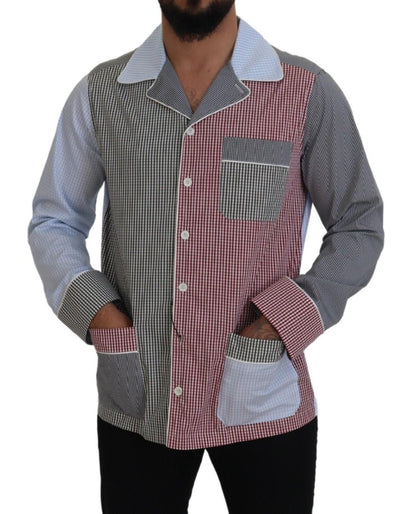 Camisa de dormir de algodón multicolor con botones