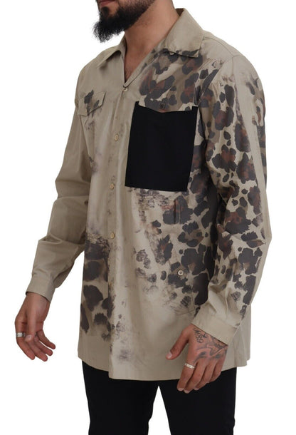 Camisa informal de algodón beige con botones