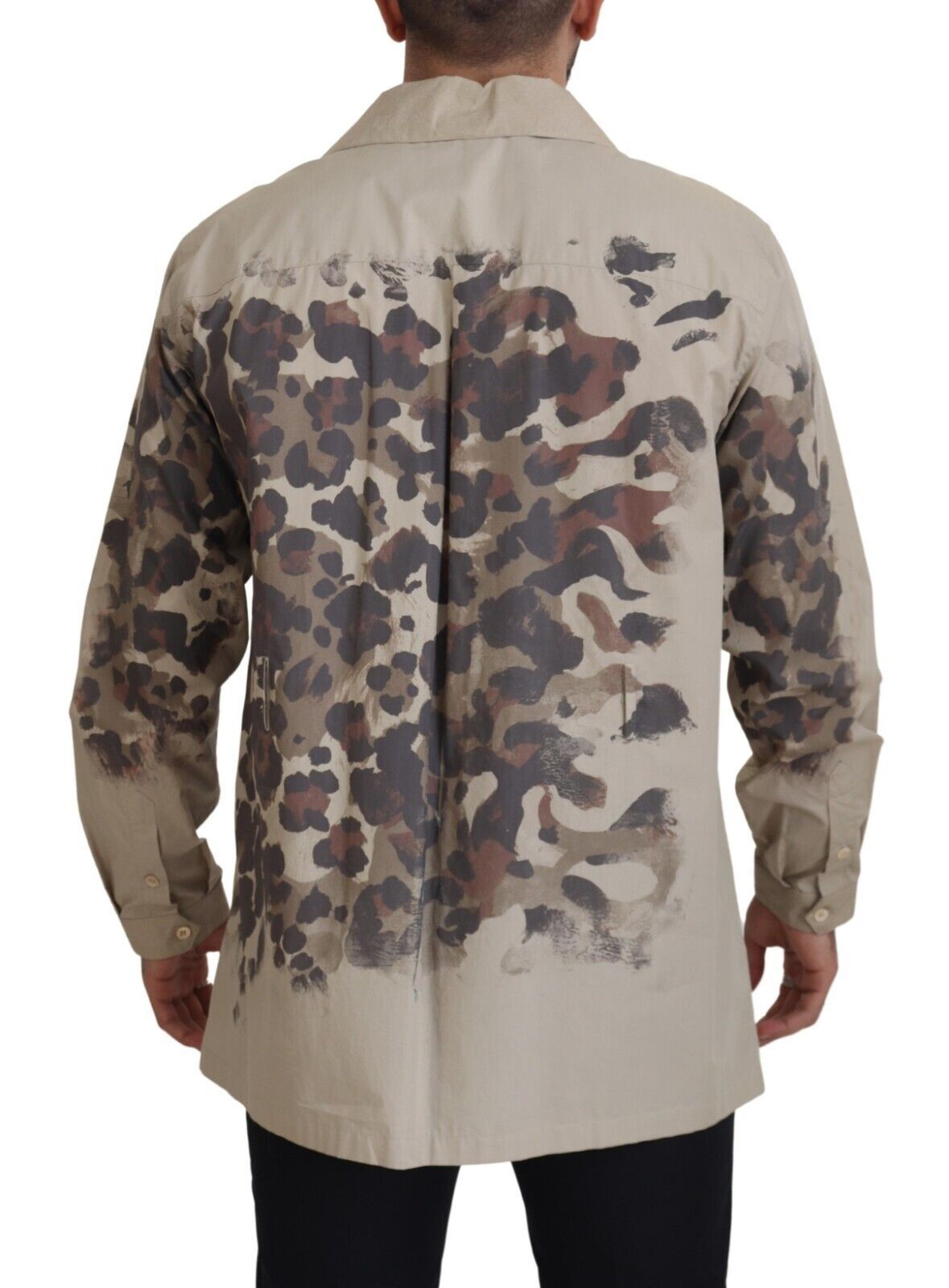 Camisa informal de algodón beige con botones