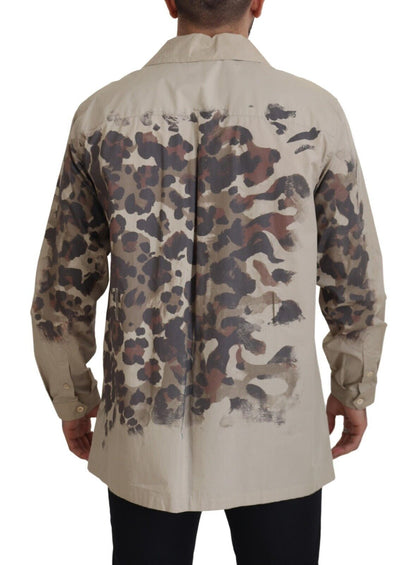 Camisa informal de algodón beige con botones
