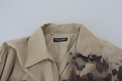 Camisa informal de algodón beige con botones