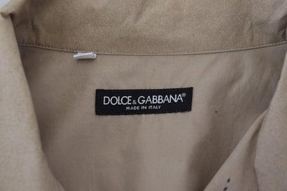 Camisa informal de algodón beige con botones