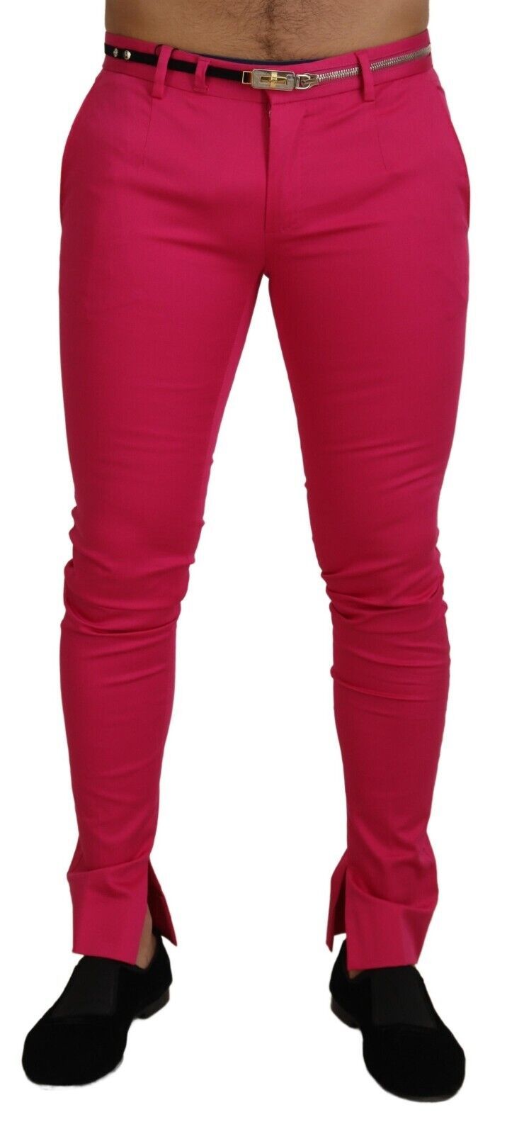 Pantalones elegantes de mezcla de algodón rosa