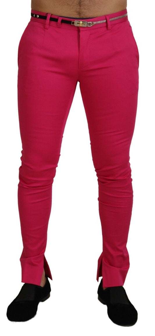 Pantalones elegantes de mezcla de algodón rosa