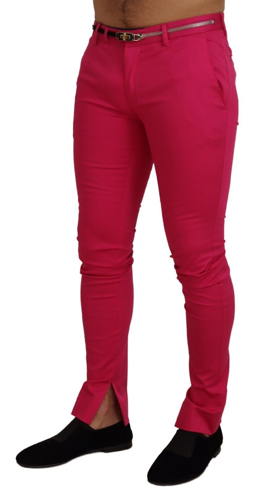 Pantalones elegantes de mezcla de algodón rosa
