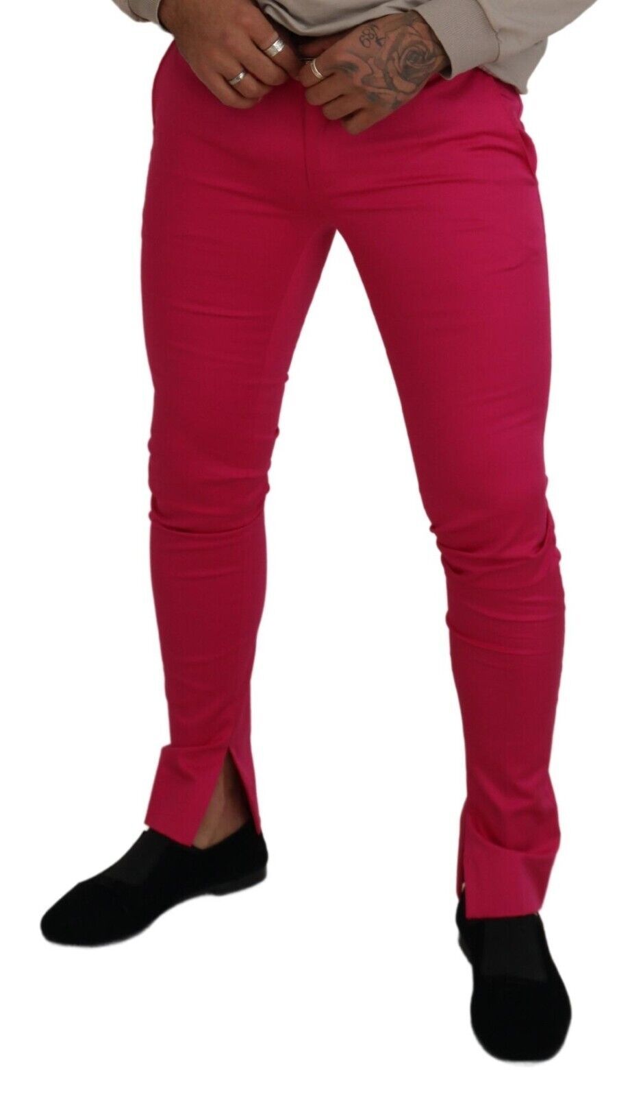 Pantalones elegantes de mezcla de algodón rosa