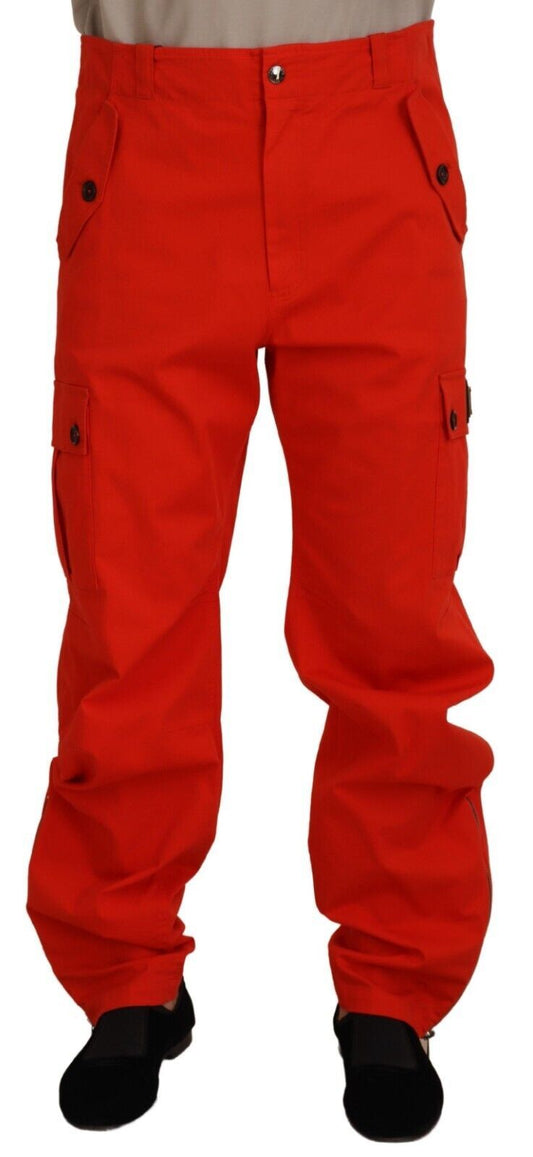 Pantalones elegantes de mezcla de algodón rojo