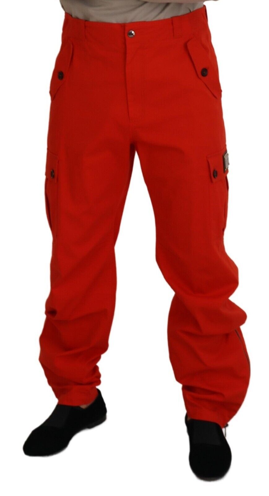 Pantalones elegantes de mezcla de algodón rojo